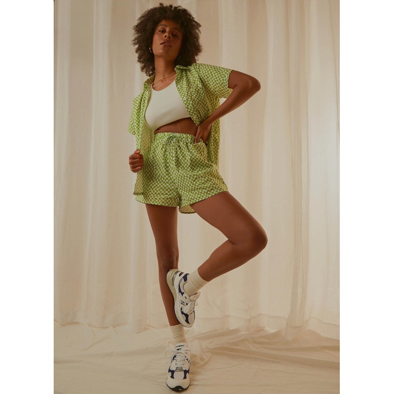 Seventies Groove Shorts – Lime Warp Check
