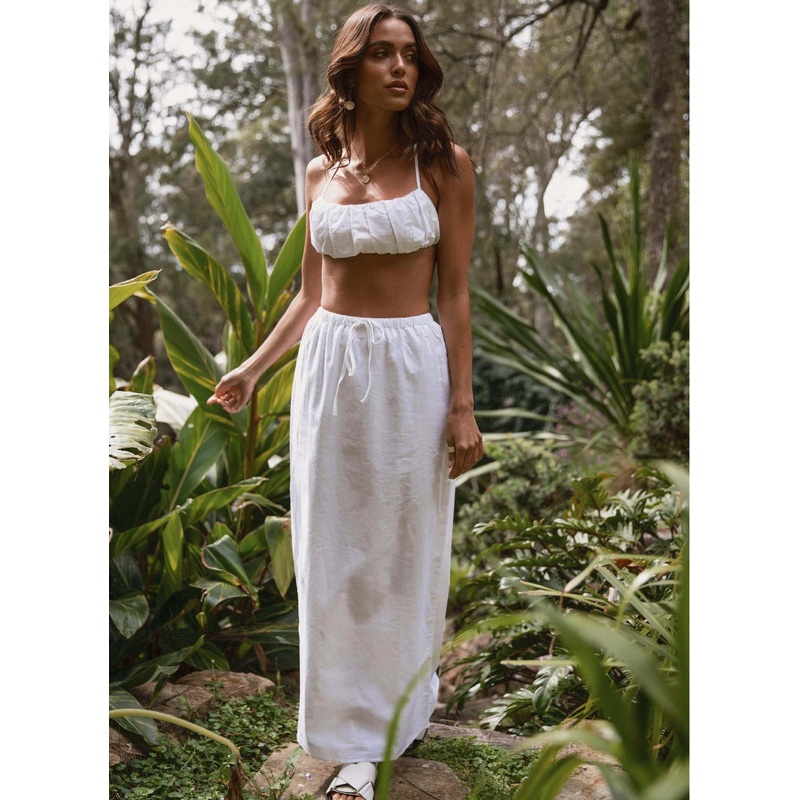 Sicilian Sun Midi Skirt – Pure White