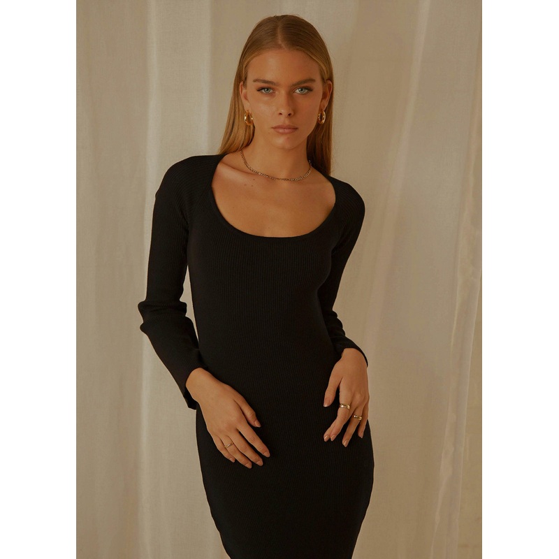 Tori Knit Maxi Dress – Black
