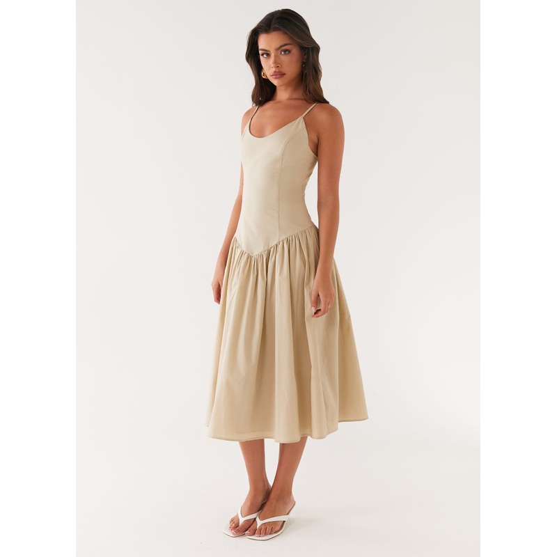 Azalea Midi Dress – Beige