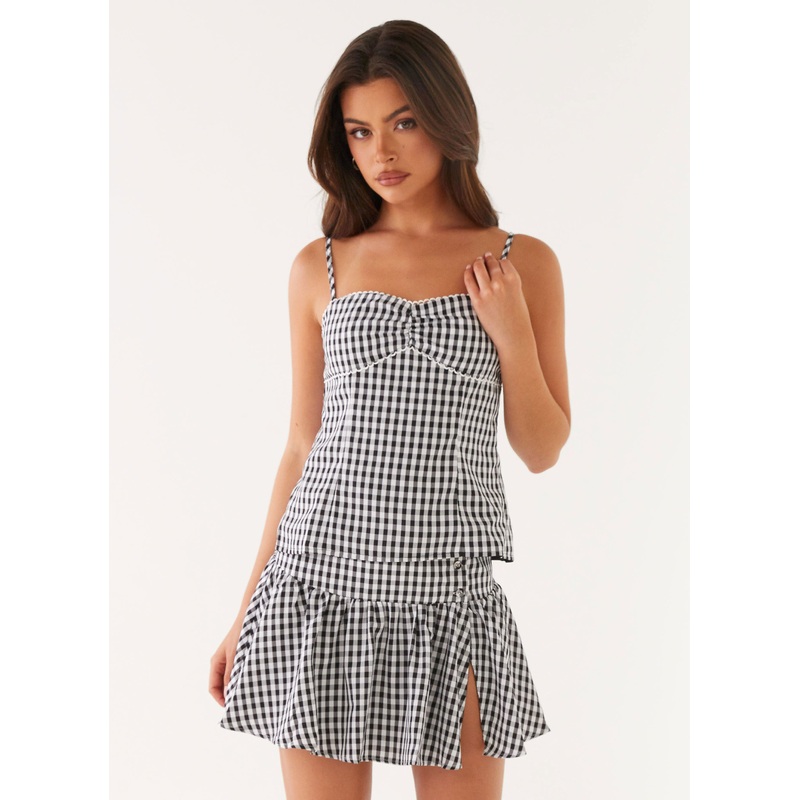 Bellamy Mini Skirt – Black Gingham