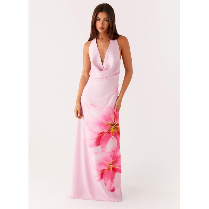 Bryony Cowl Maxi Dress – Pink