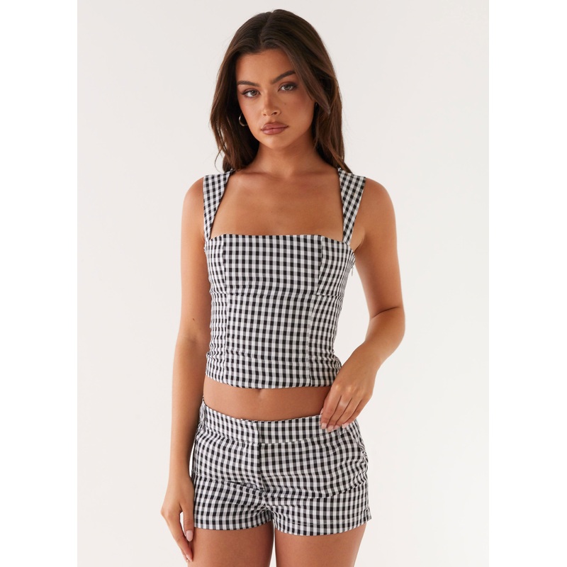 Clayton Tailored Shorts – Black Gingham