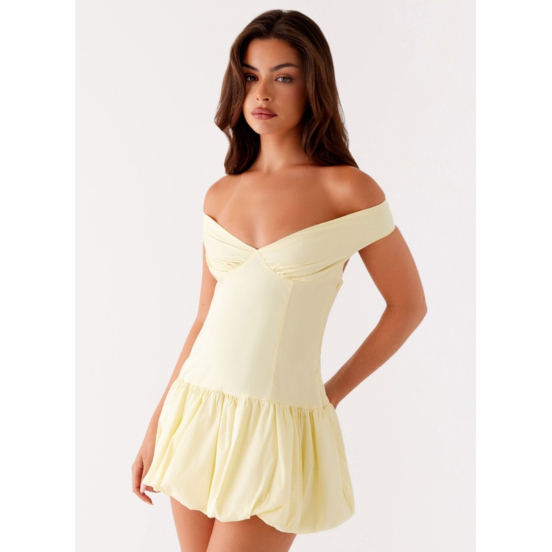 Endless Romance Off Shoulder Mini Dress – Yellow