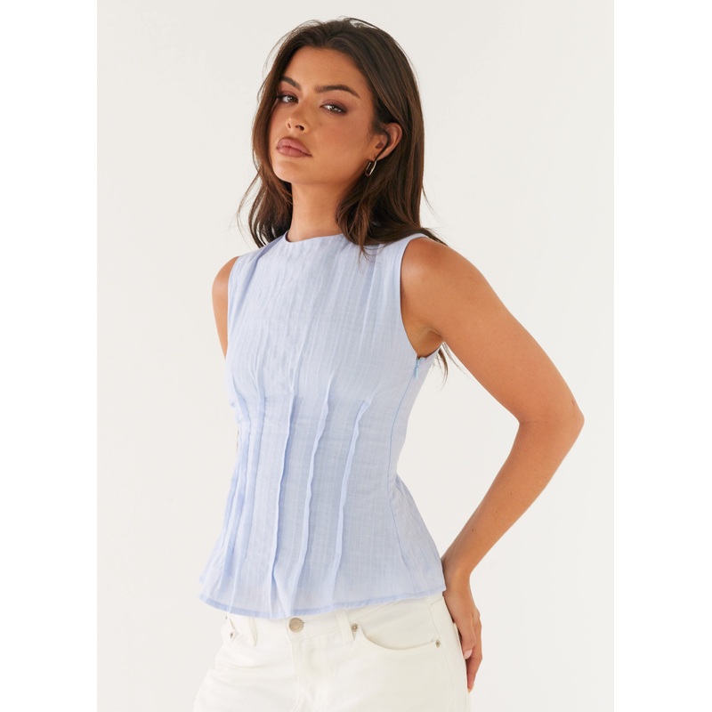 Franco Tie Back Top – Blue