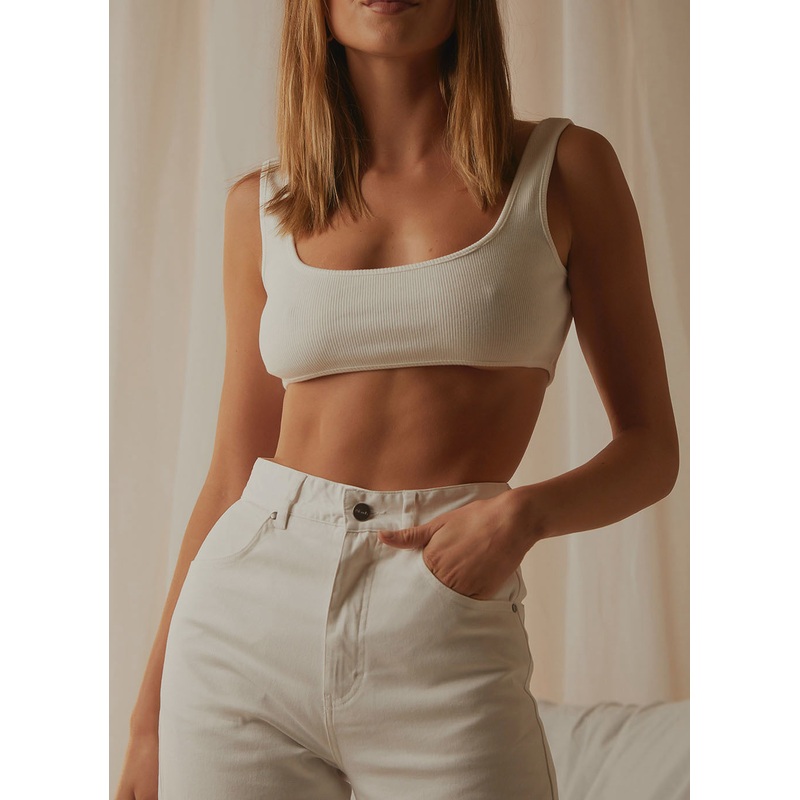 Girls Revolution Crop Singlet  – White