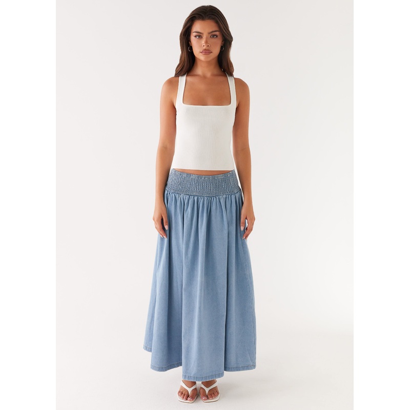Heater Midi Skirt – Washed Blue