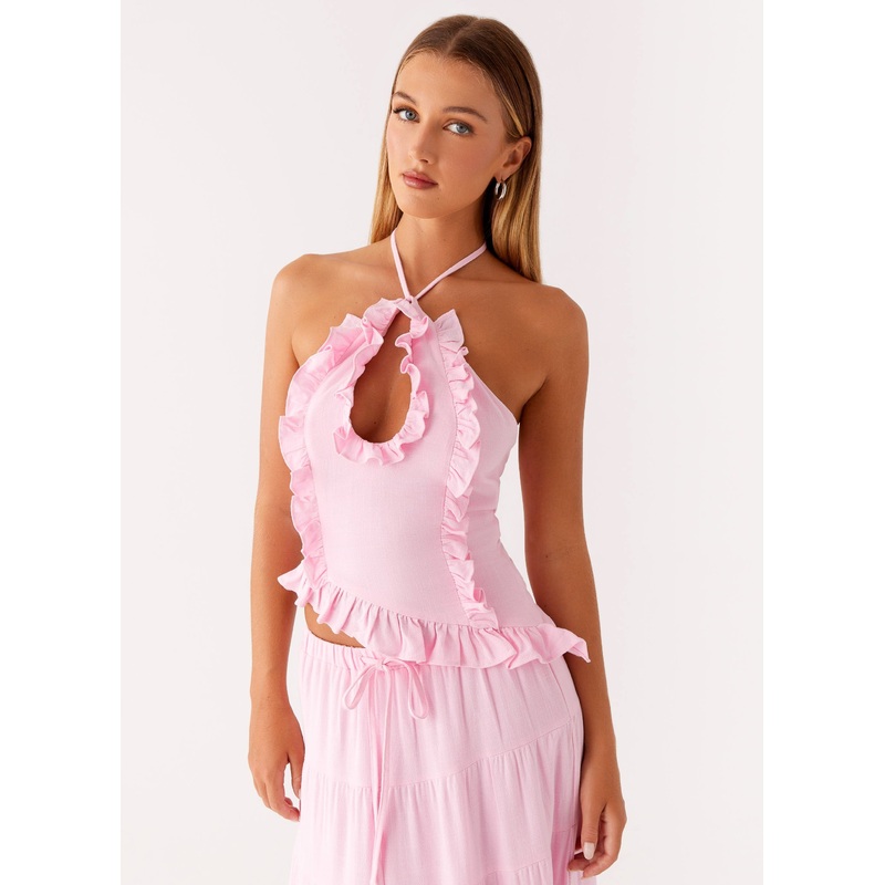 Mariella Linen Top – Pink