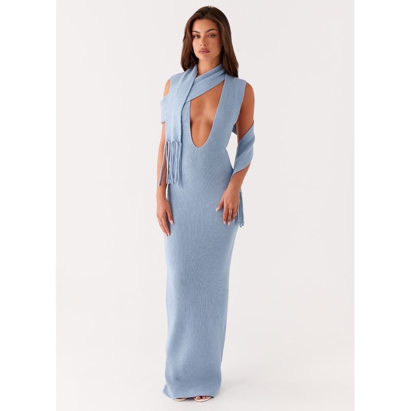 Raine Knit Maxi Dress – Blue