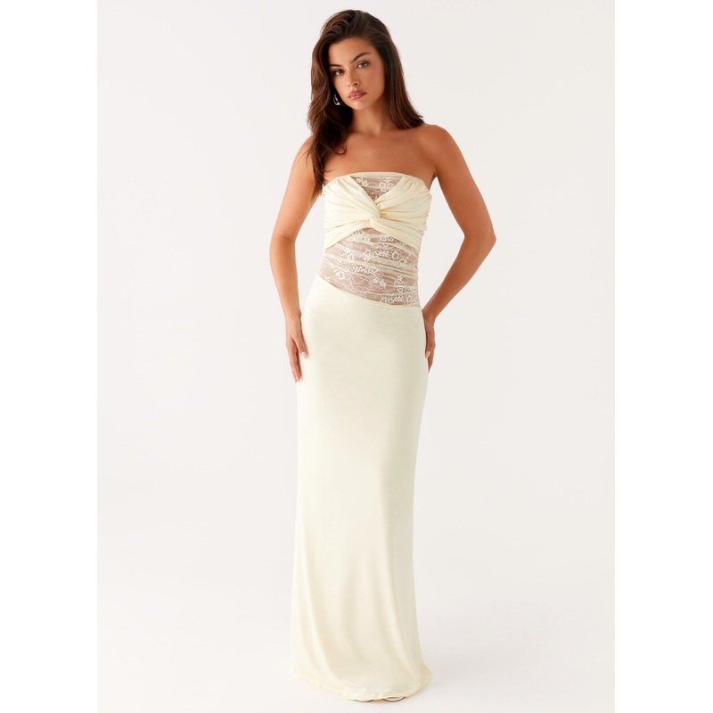 Sweet Energy Strapless Maxi Dress – Yellow