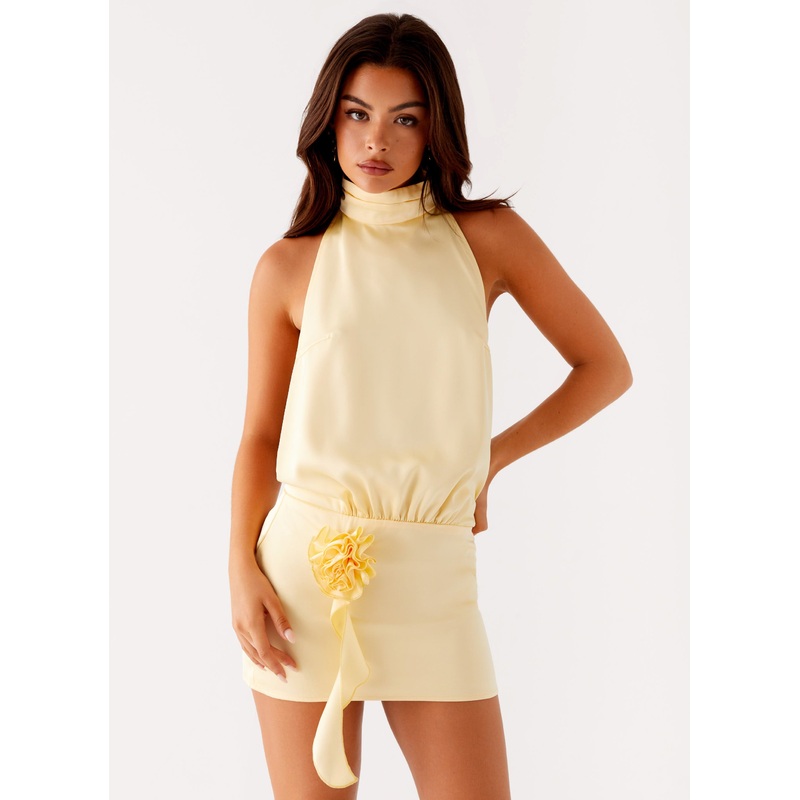 Birdie Halterneck Mini Dress – Yellow