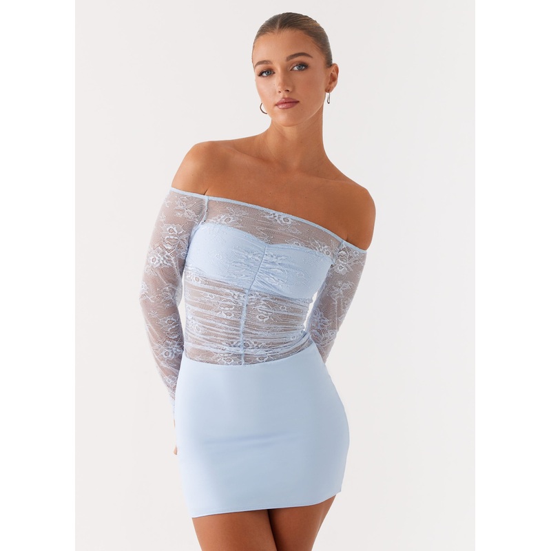 Collide Lace Mini Dress – Blue