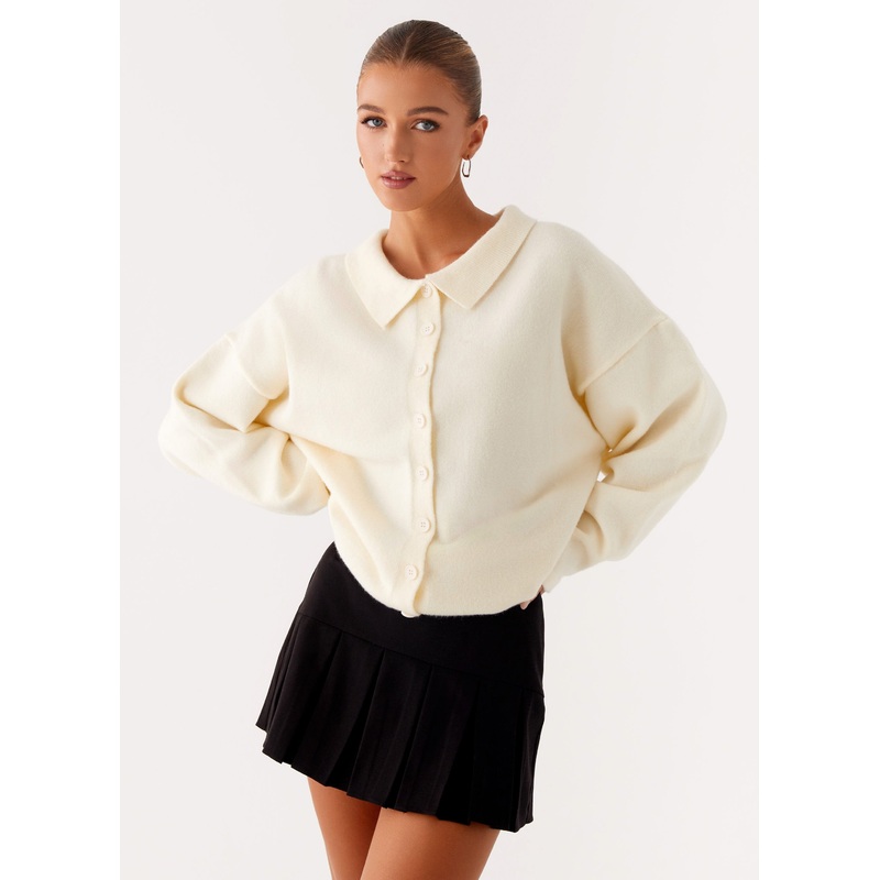 Dorian Button Knit Sweater – Ivory