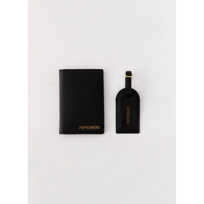 Passport Holder & Luggage Tag Set – Black