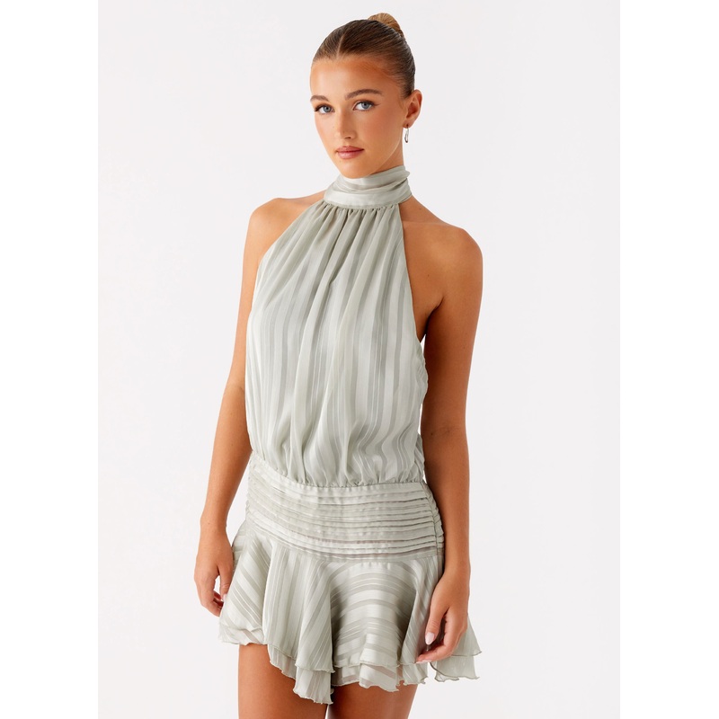 Willow Chiffon Mini Dress – Green