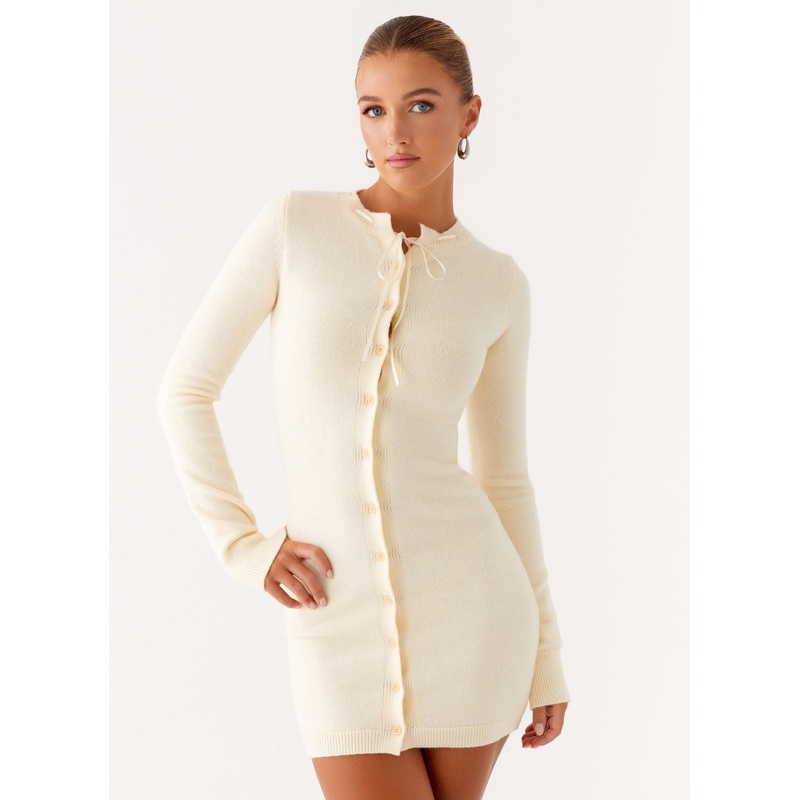 Zaffia Knit Mini Dress – Ivory
