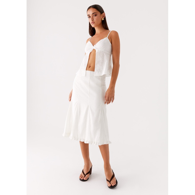Alec Midi Skirt – White