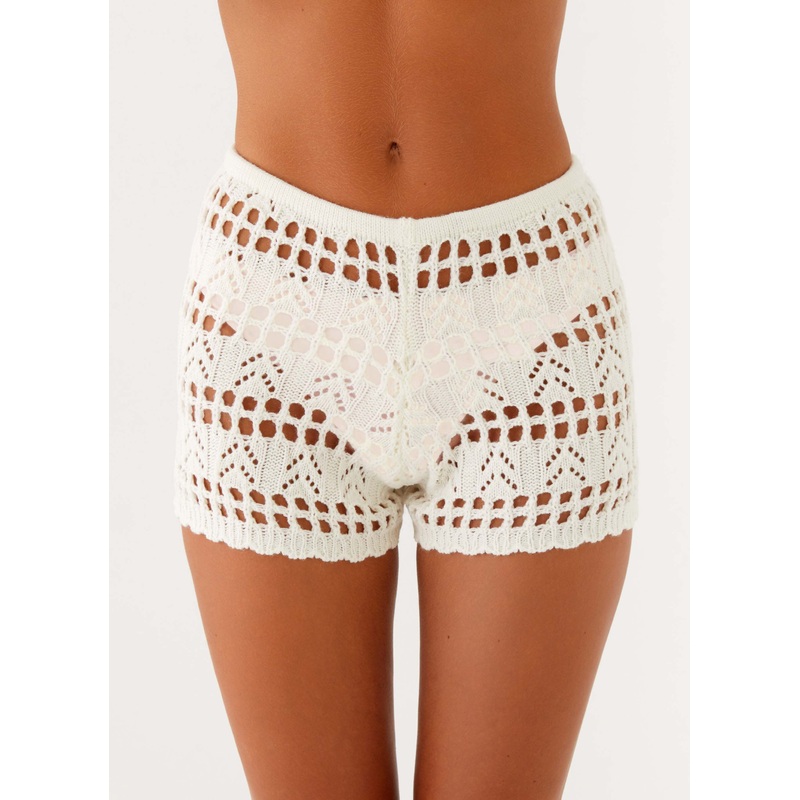 Baylock Crochet Shorts – White