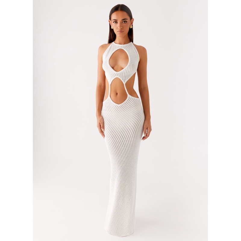 Caicos Crochet Maxi Dress – White