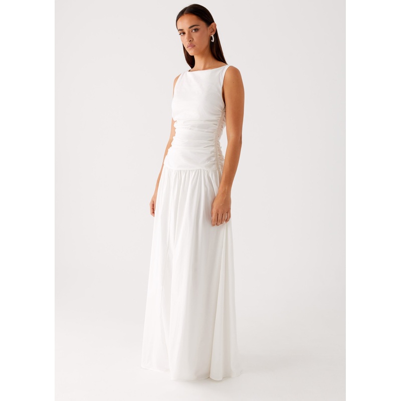 Carmel High Neck Maxi Dress – White