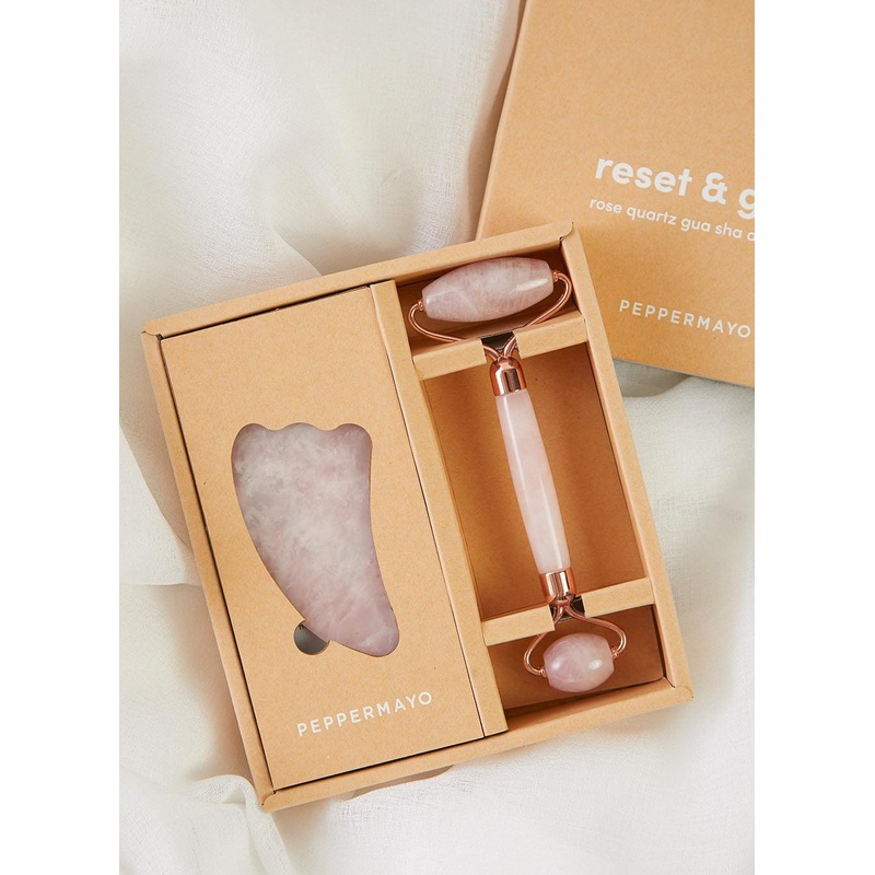 Gua Sha & Roller Set – Rose Quartz