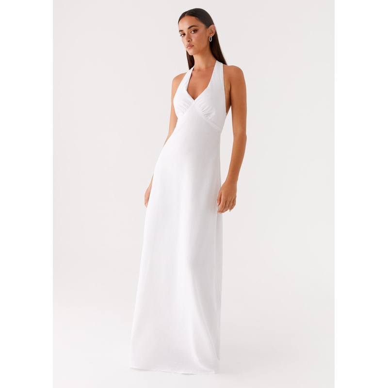 Heavy Hearted Linen Maxi Dress – White