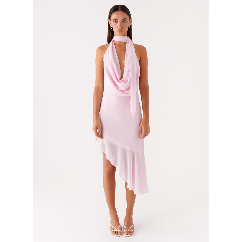 Layna Scarf Midi Dress – Pink