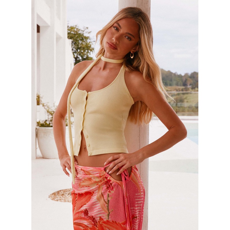 Madden Knit Scarf Top – Yellow
