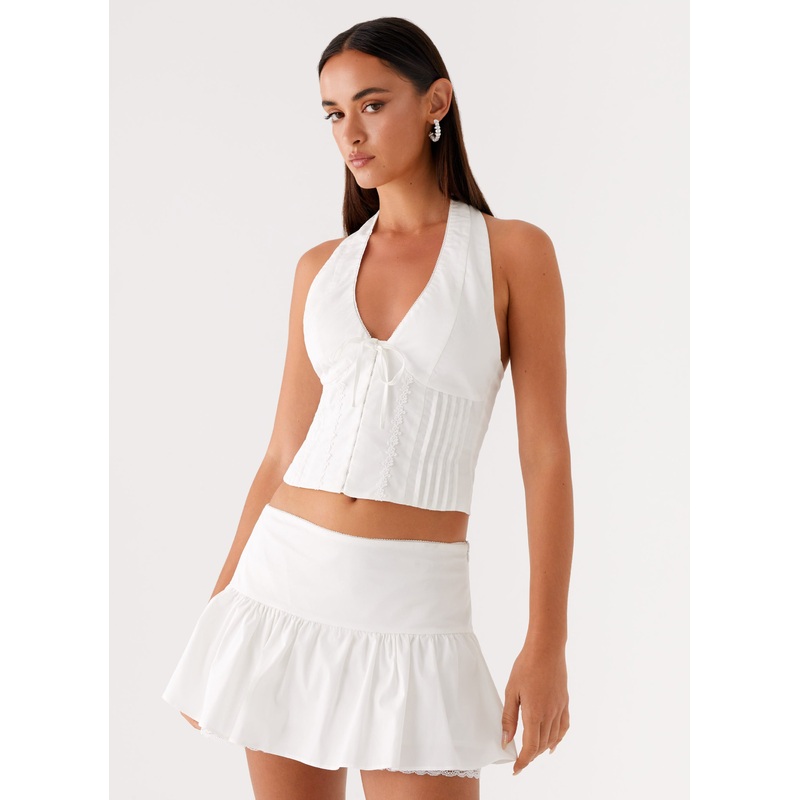 Mavis Halter Top – White