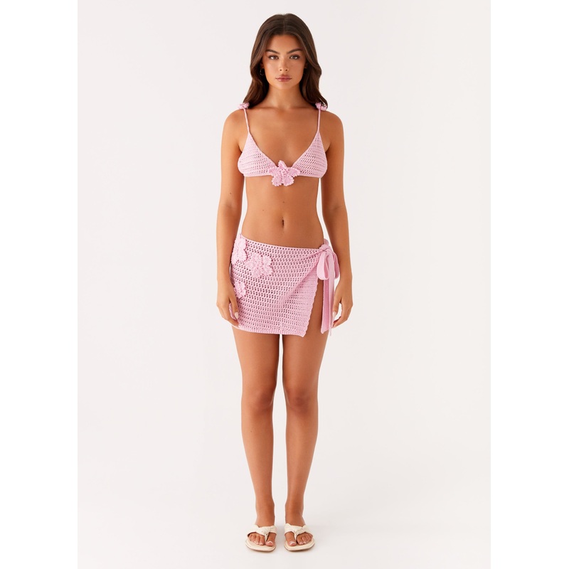 Palazzo Crochet Wrap Skirt – Pink