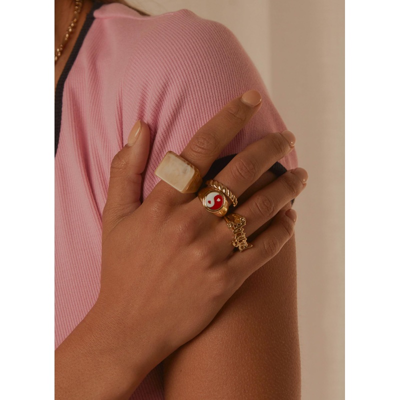 Pick It Up Ring Set – Gold Red