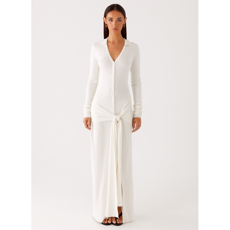 Sabetha Knit Maxi Dress – White