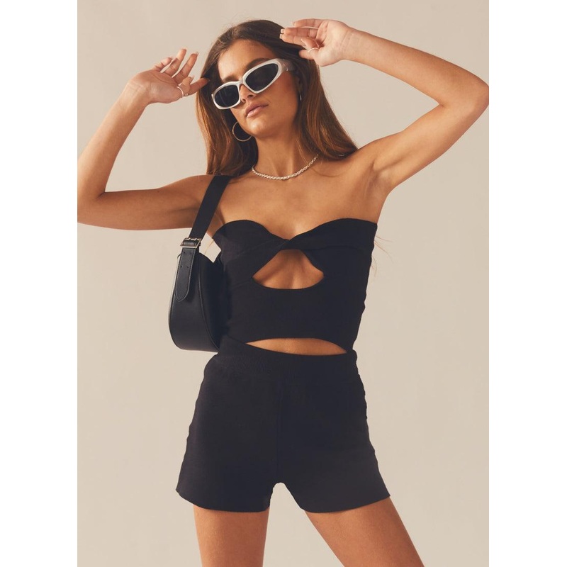 Camilla Knit Twist Top – Black
