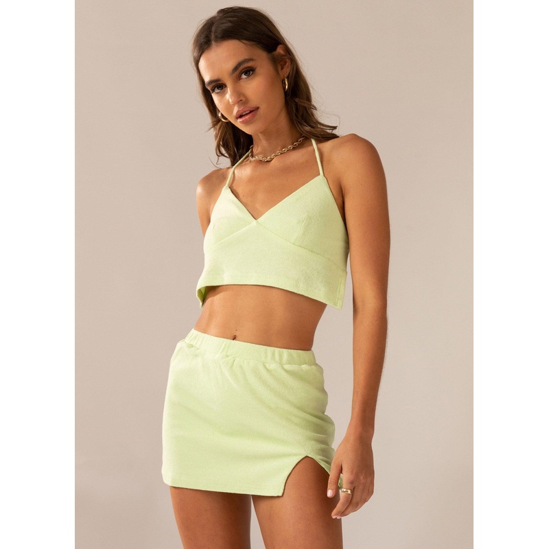 Changing Seasons Terry Mini Skirt – Lime Green