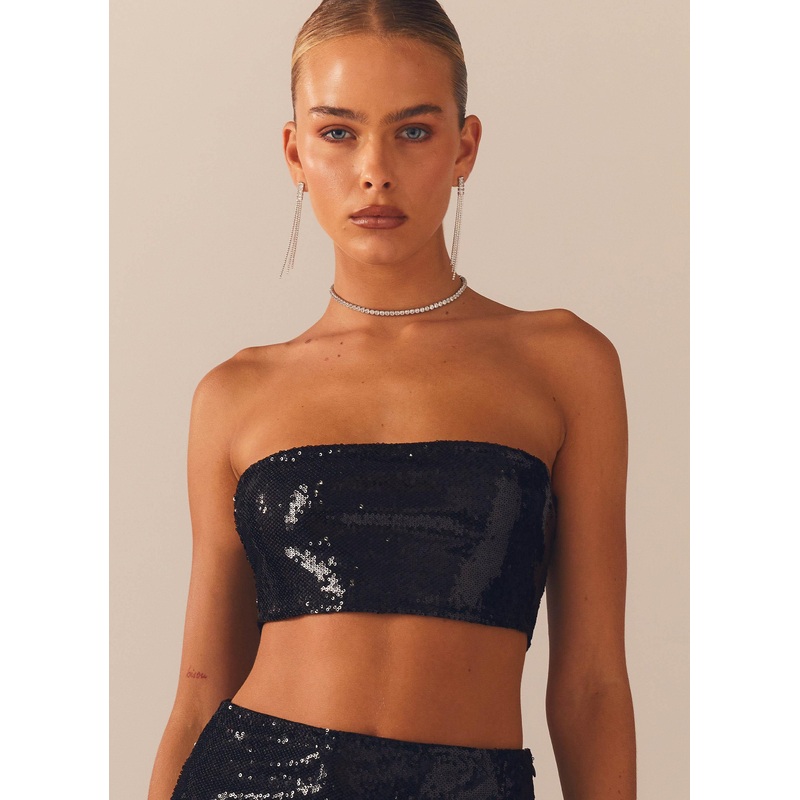 Emma Sequin Bustier – Black
