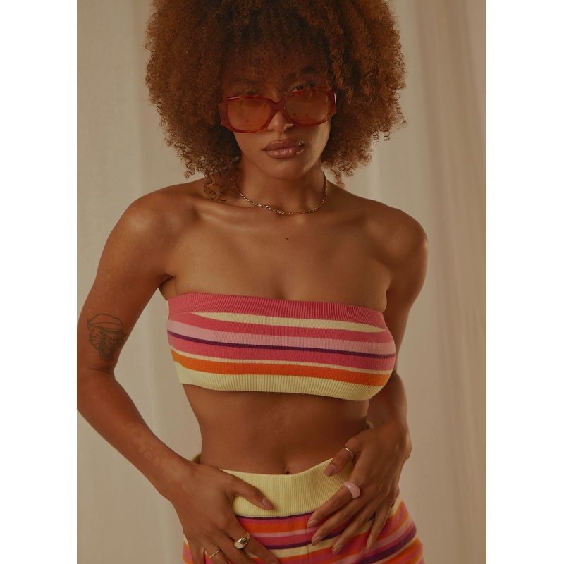 Sweet Talker Knit Crop Top – Pink Multi Stripe