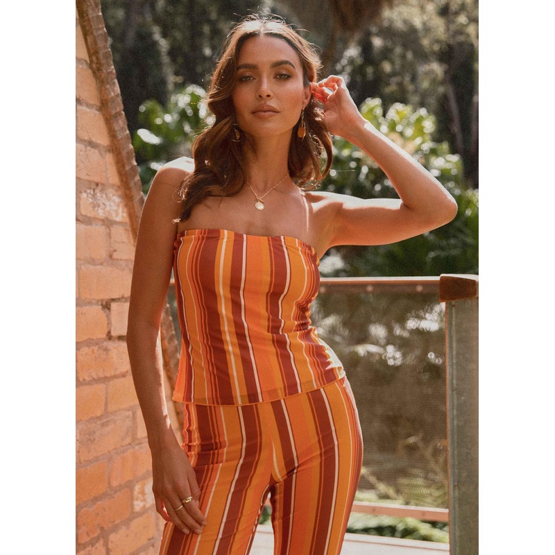 Afternoon Sun Bandeau Top – Golden Hour Stripe