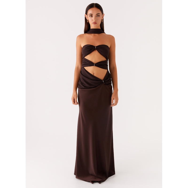 Alaine Scarf Maxi Dress – Dark Chocolate