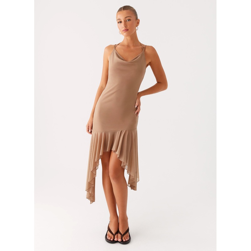 Bessie Midi Dress – Beige