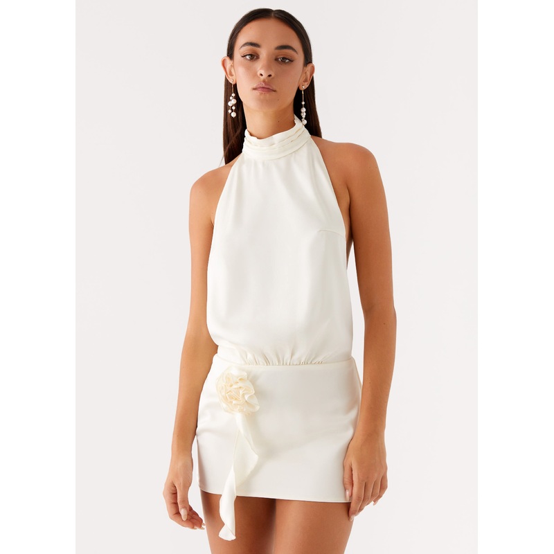 Birdie Halterneck Mini Dress – Ivory