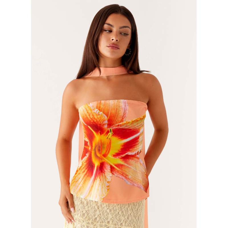 Blaise Scarf Top – Orange Floral