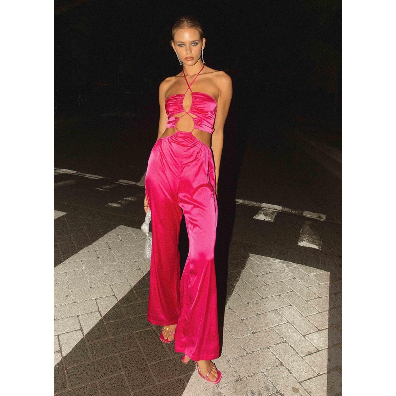 Causing Commotion Jumpsuit – Flamingo Pink