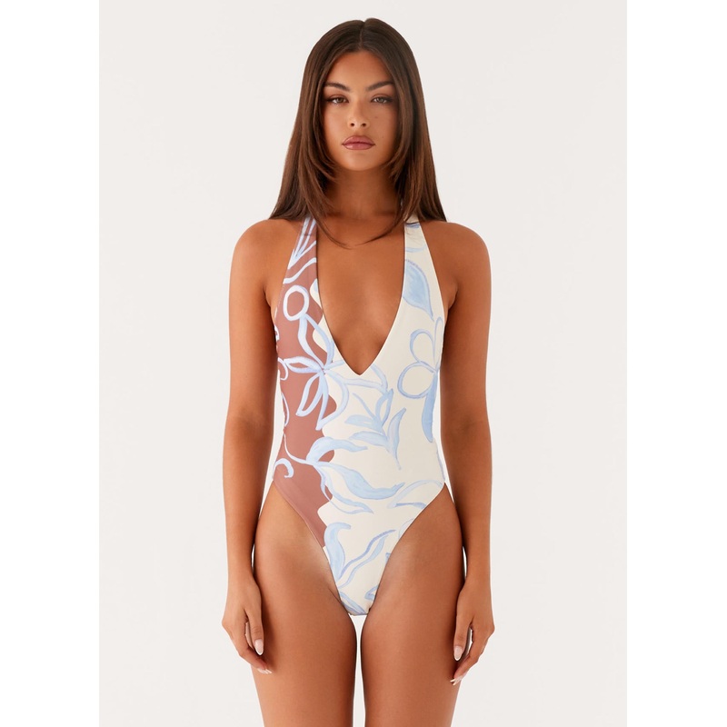Delia One Piece Swimsuit – Bloom Wave Print