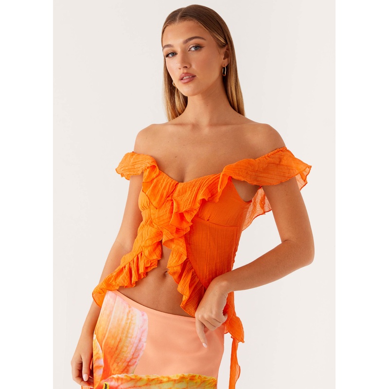 Dylan Off Shoulder Top – Orange