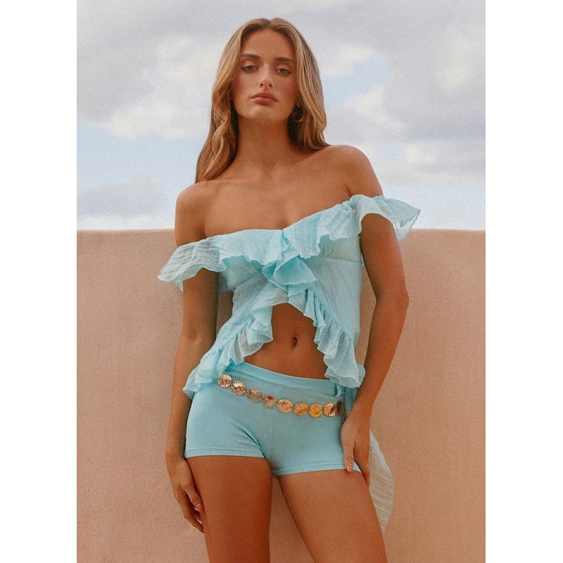 Dylan Off Shoulder Top – Turquoise