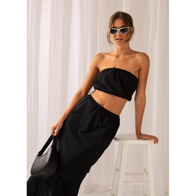 Home Skillet Drawstring Top – Black