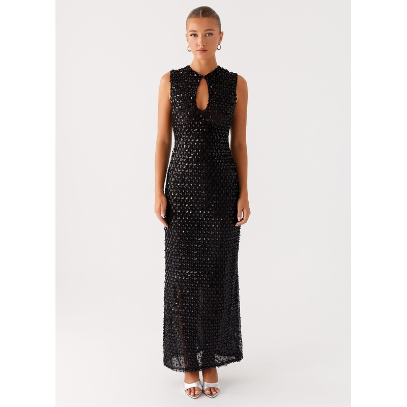 Kore Sequin Maxi Dress – Black
