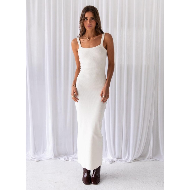 Necessity Organic Cotton Rib Maxi Dress – Ivory
