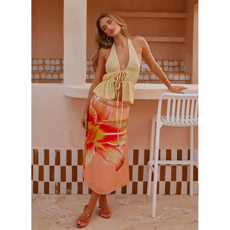 Summertime Midi Skirt – Orange Floral