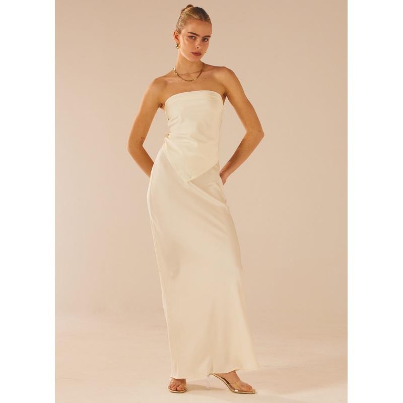 Aria Satin Maxi Skirt – Pearl